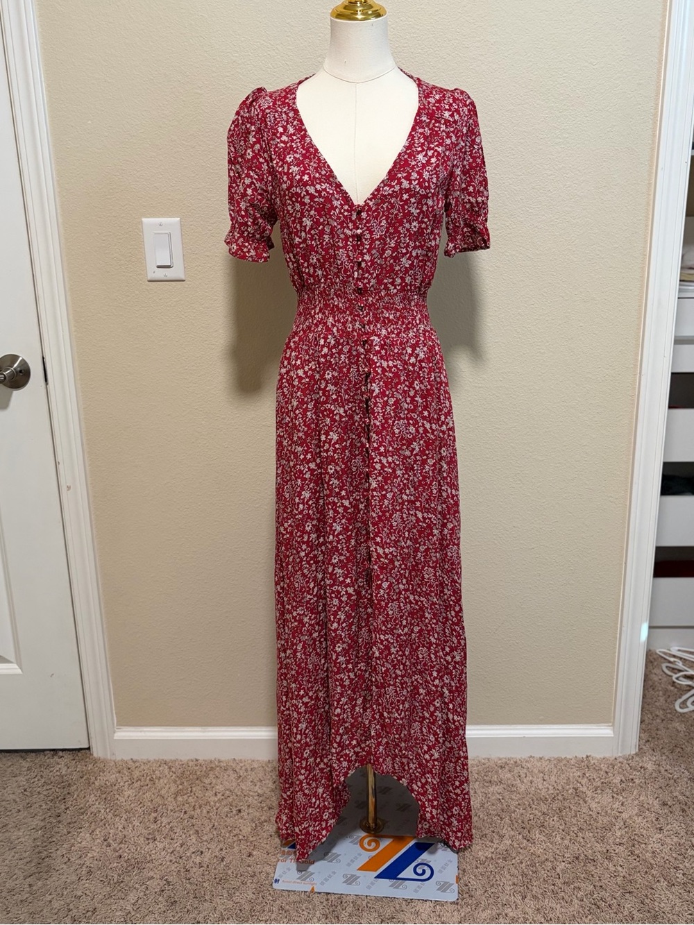 Hayden Red Floral Button-Front Maxi Dress